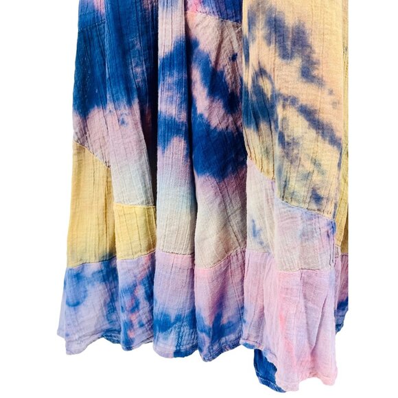 RARE Vintage Free People Hippie Tie Dye Gauzy Flowy Maxi Skirt Coastal Boho Y2K - Picture 13 of 16